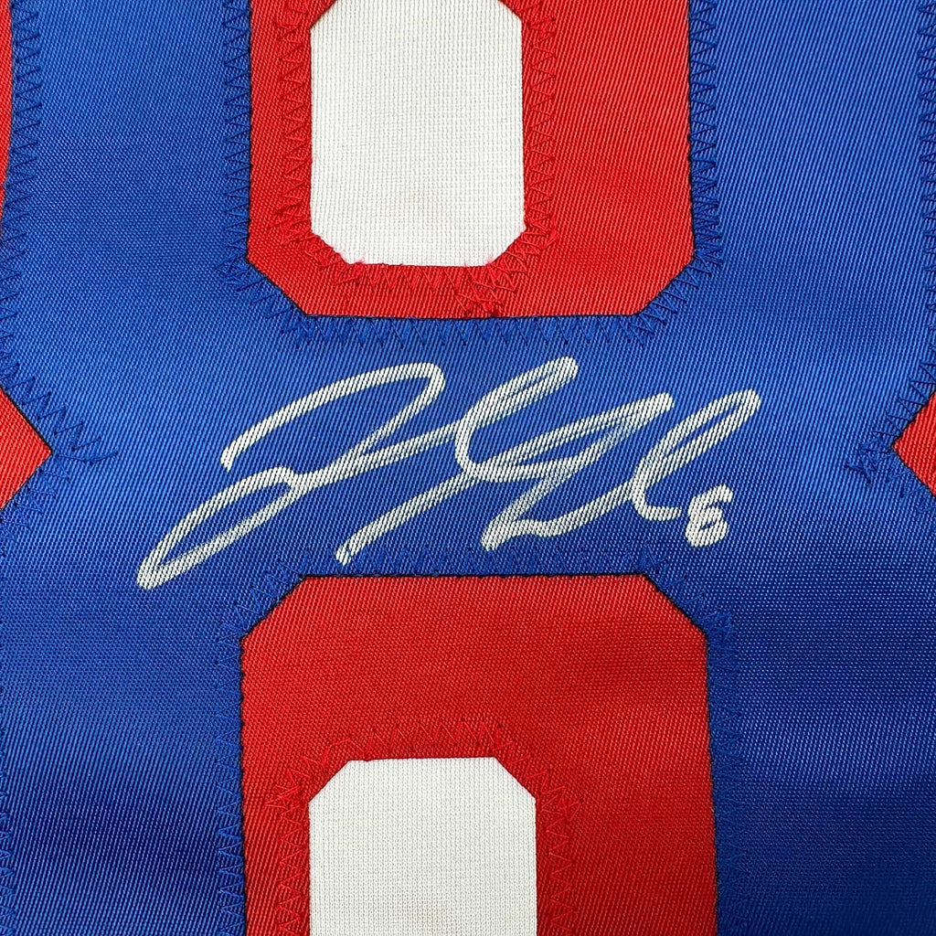Framed Autographed/Signed Jacob Trouba 35x39 New York White Hockey Jersey JSA COA