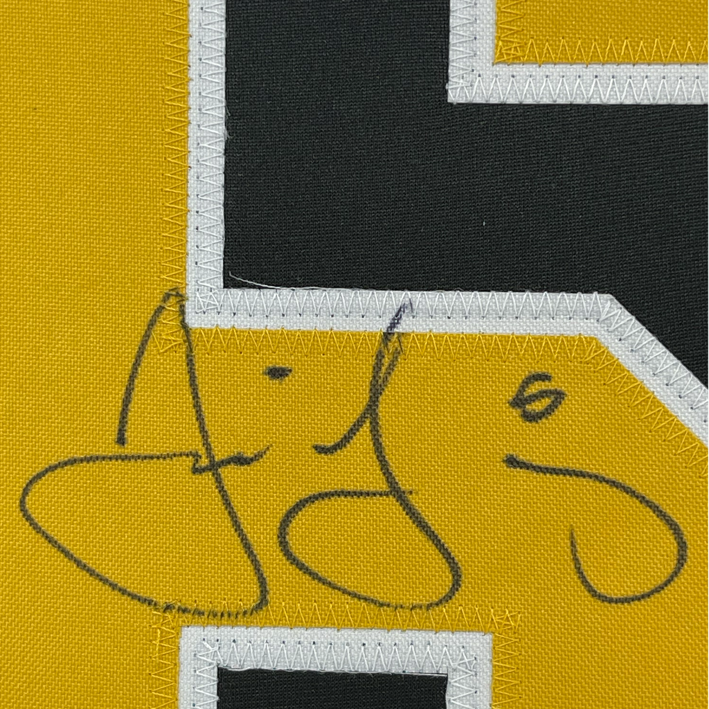 Framed Autographed/Signed Jaromir Jagr 35x39 Pittsburgh Black Hockey Jersey JSA COA