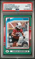 Graded 2024 Panini Donruss Marvin Harrison Jr #393 Press Proof Green Rookie RC Football Card PSA 10 Gem Mint