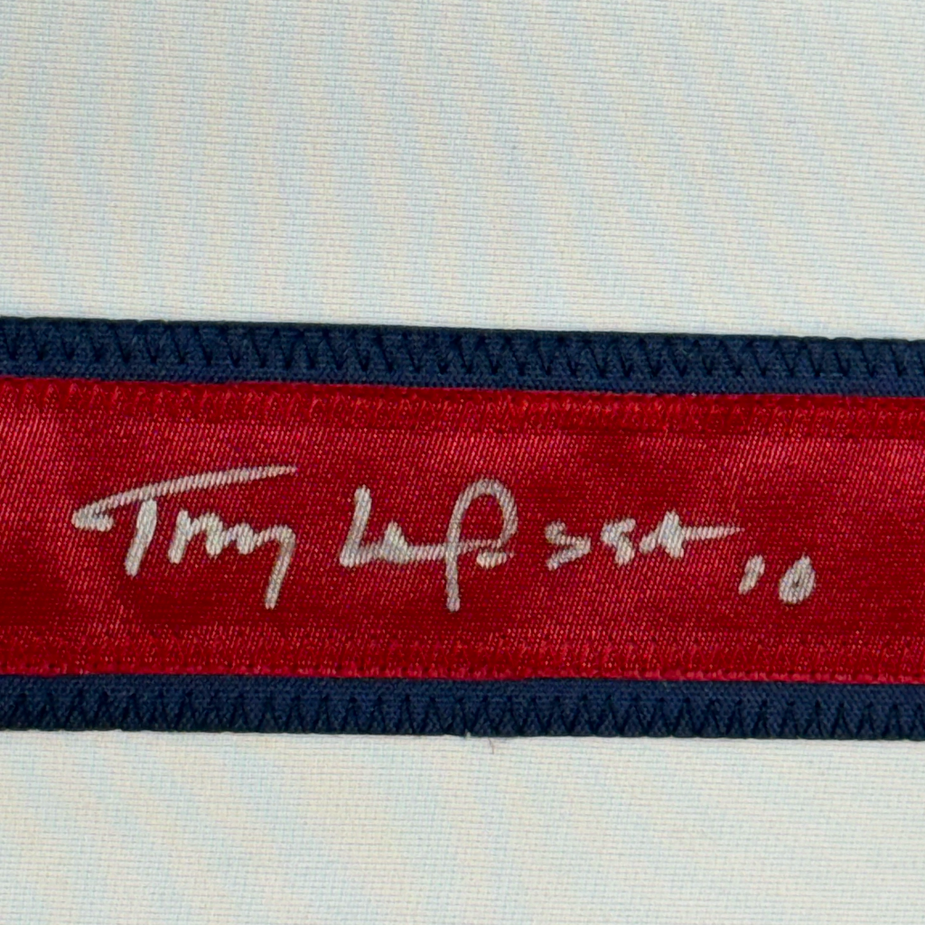 Framed Autographed/Signed Tony La Russa 35x39 St. Louis White Baseball Jersey JSA COA