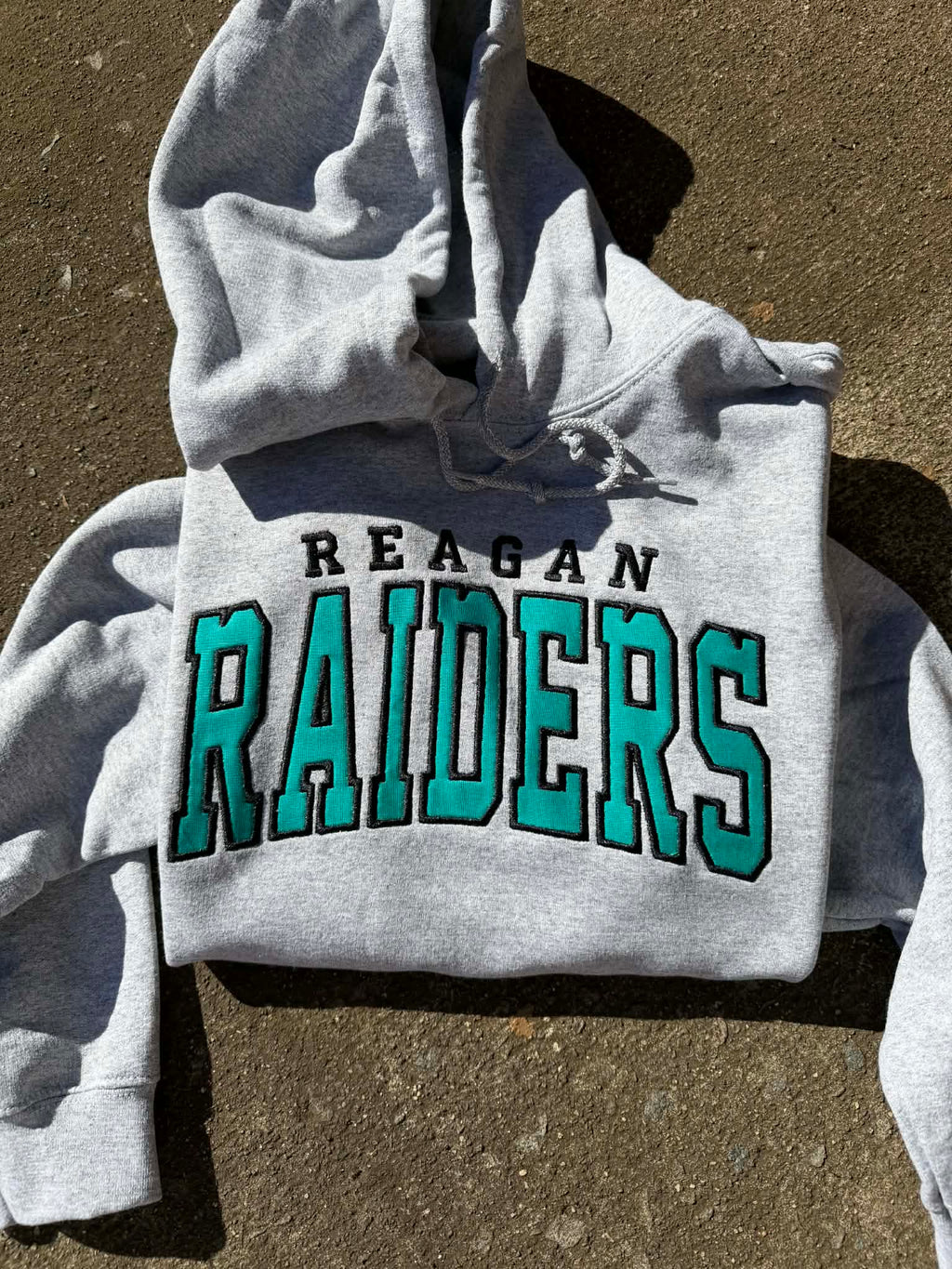 Custom Arched Varsity Fabric Applique Embroidered Hoodie