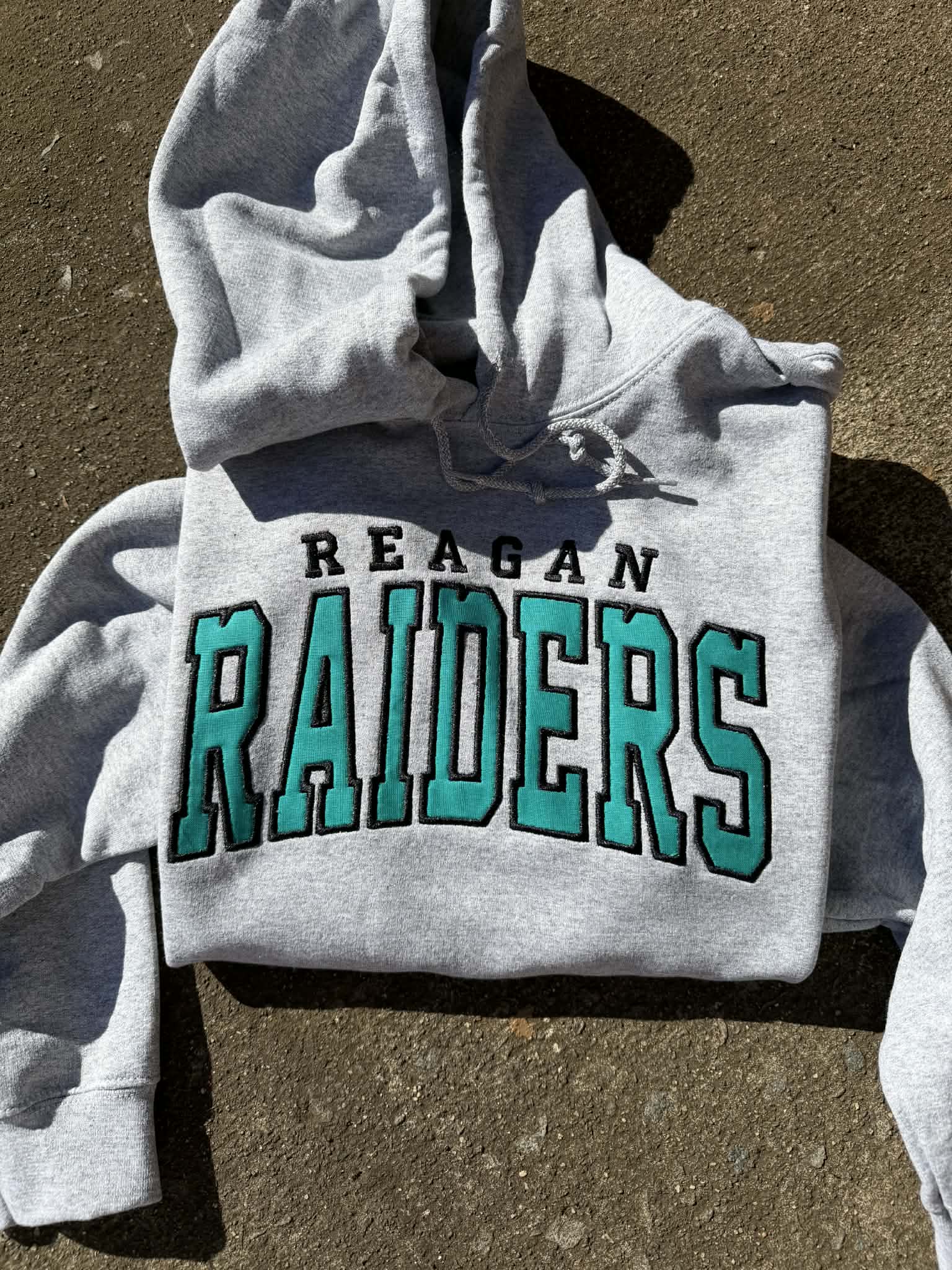 Custom Arched Varsity Fabric Applique Embroidered Hoodie