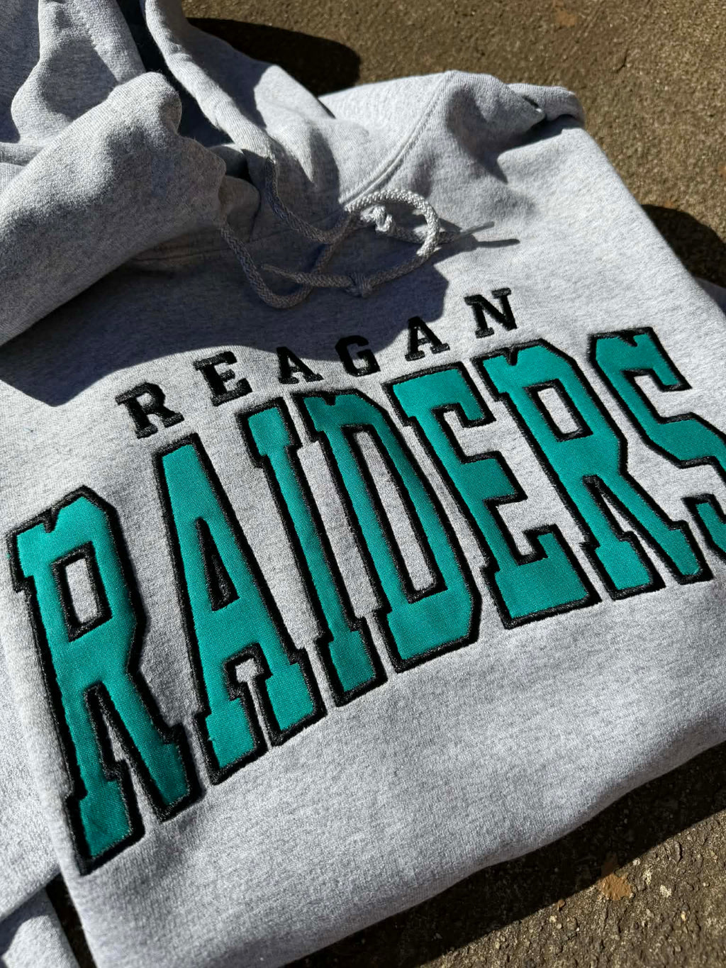 Custom Arched Varsity Fabric Applique Embroidered Hoodie