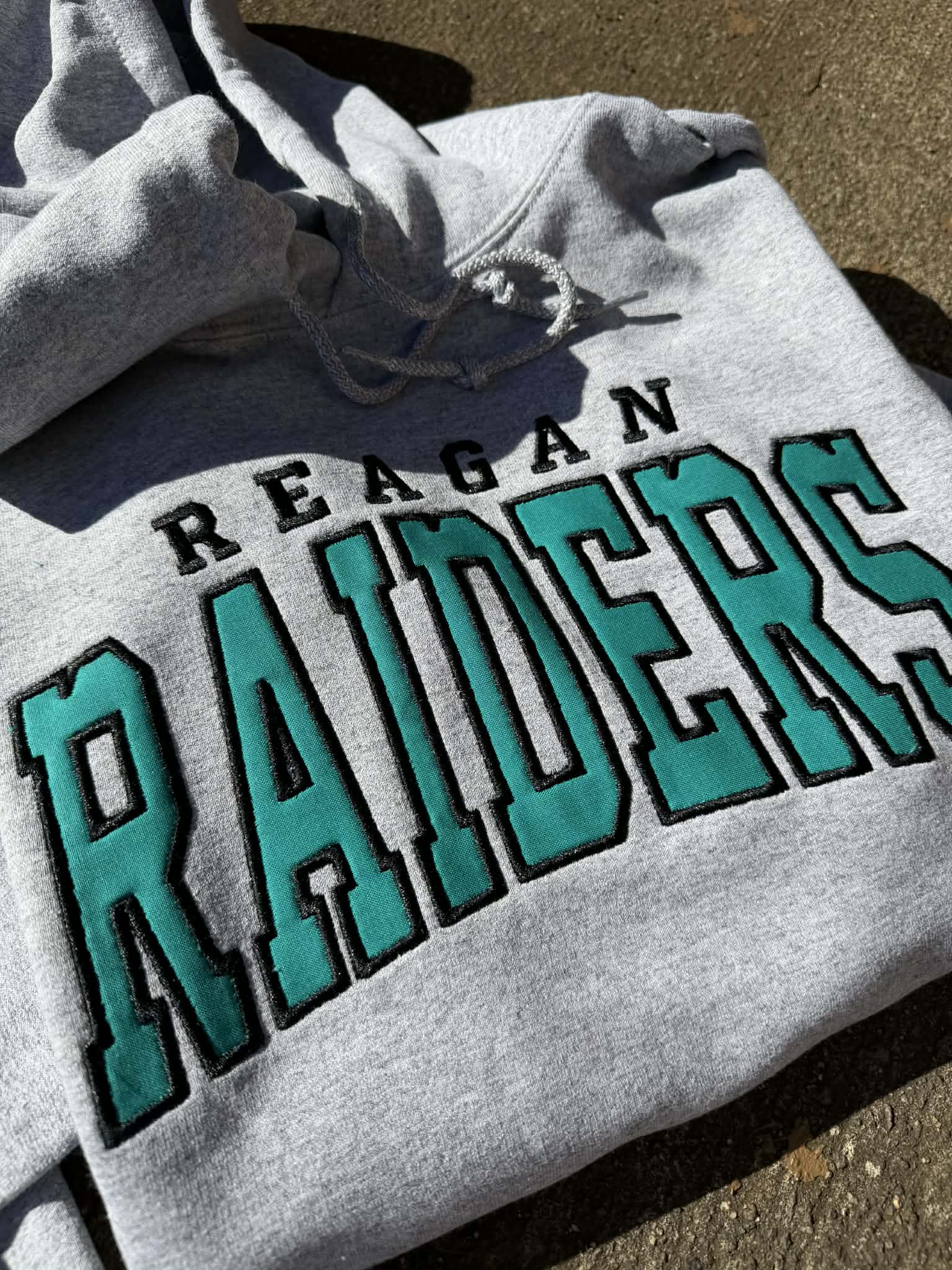 Custom Arched Varsity Fabric Applique Embroidered Hoodie