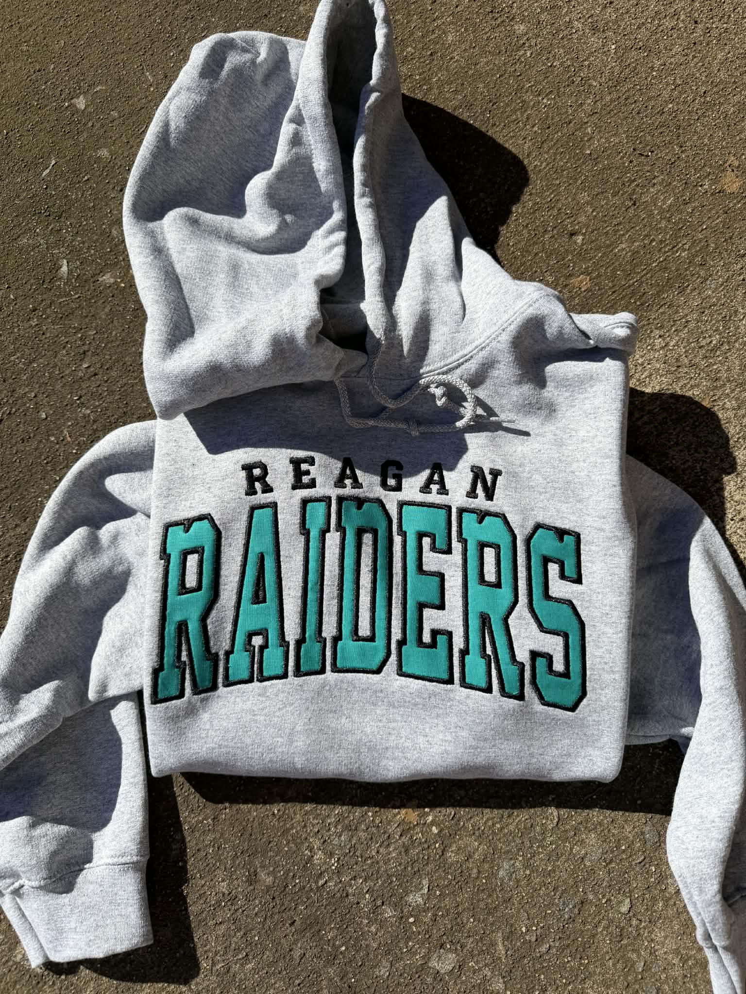Custom Arched Varsity Fabric Applique Embroidered Hoodie