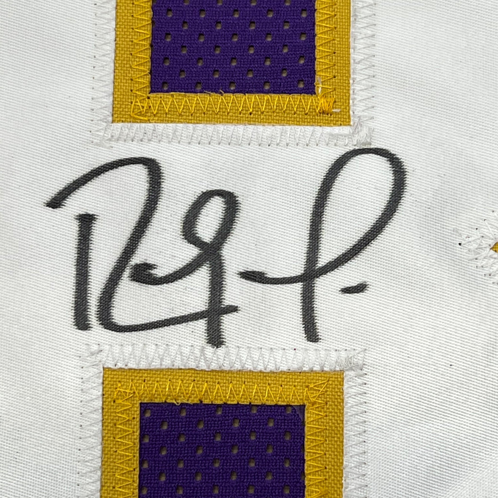 Framed Autographed/Signed Randy Moss 35x39 Minnesota Purple Football Jersey JSA COA