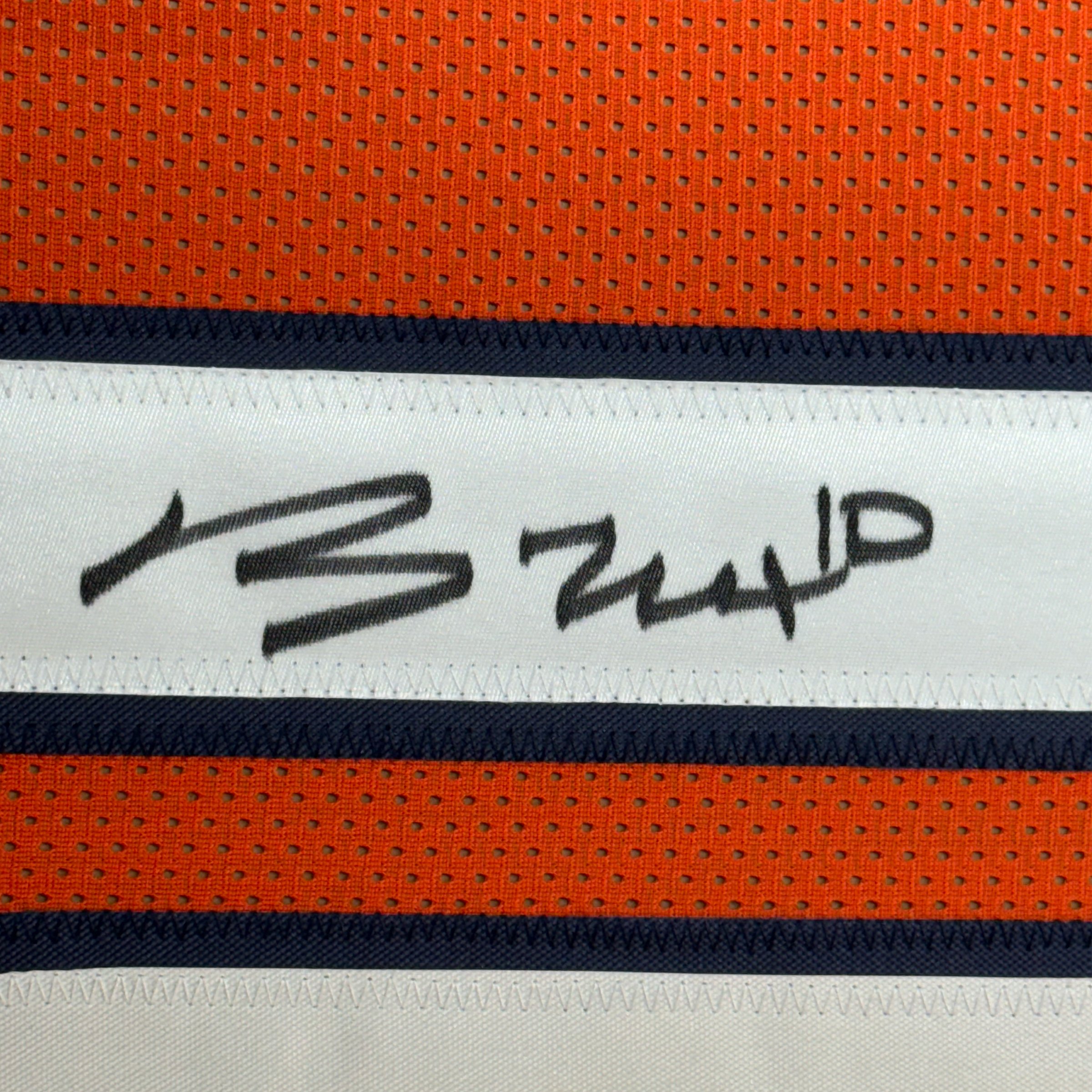 Framed Autographed/Signed Bo Nix 35x39 Denver Orange Football Jersey Beckett BAS COA