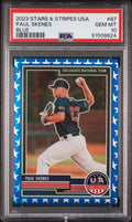 Graded 2023 Panini Stars & Stripes USA Paul Skenes #87 Blue /75 Rookie RC Baseball Card PSA 10 Gem Mint