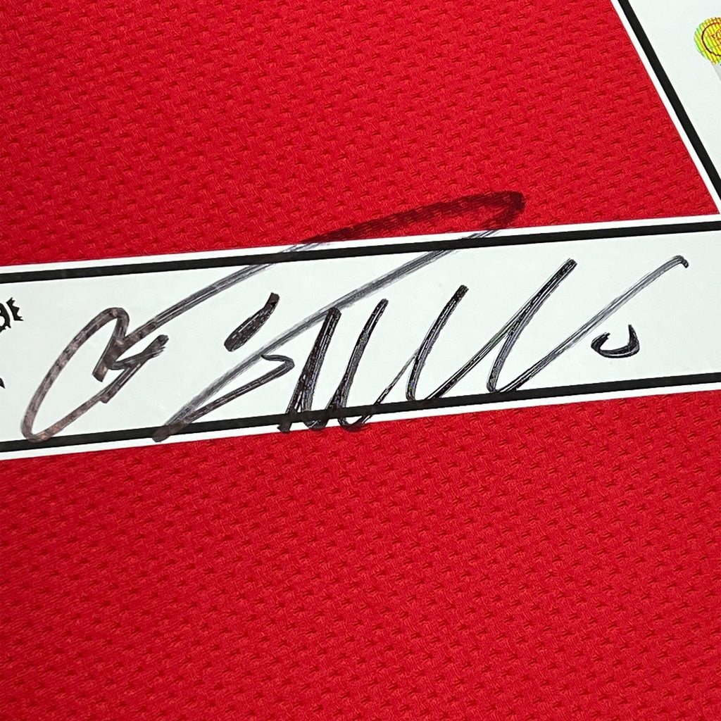 Framed Autographed/Signed Cristiano Ronaldo 35x39 Manchester United Red 2008 Soccer Jersey Beckett BAS COA/LOA