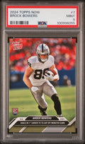 Graded 2024 Topps Now Brock Bowers #7 Rookie RC Football Card PSA 9 Mint