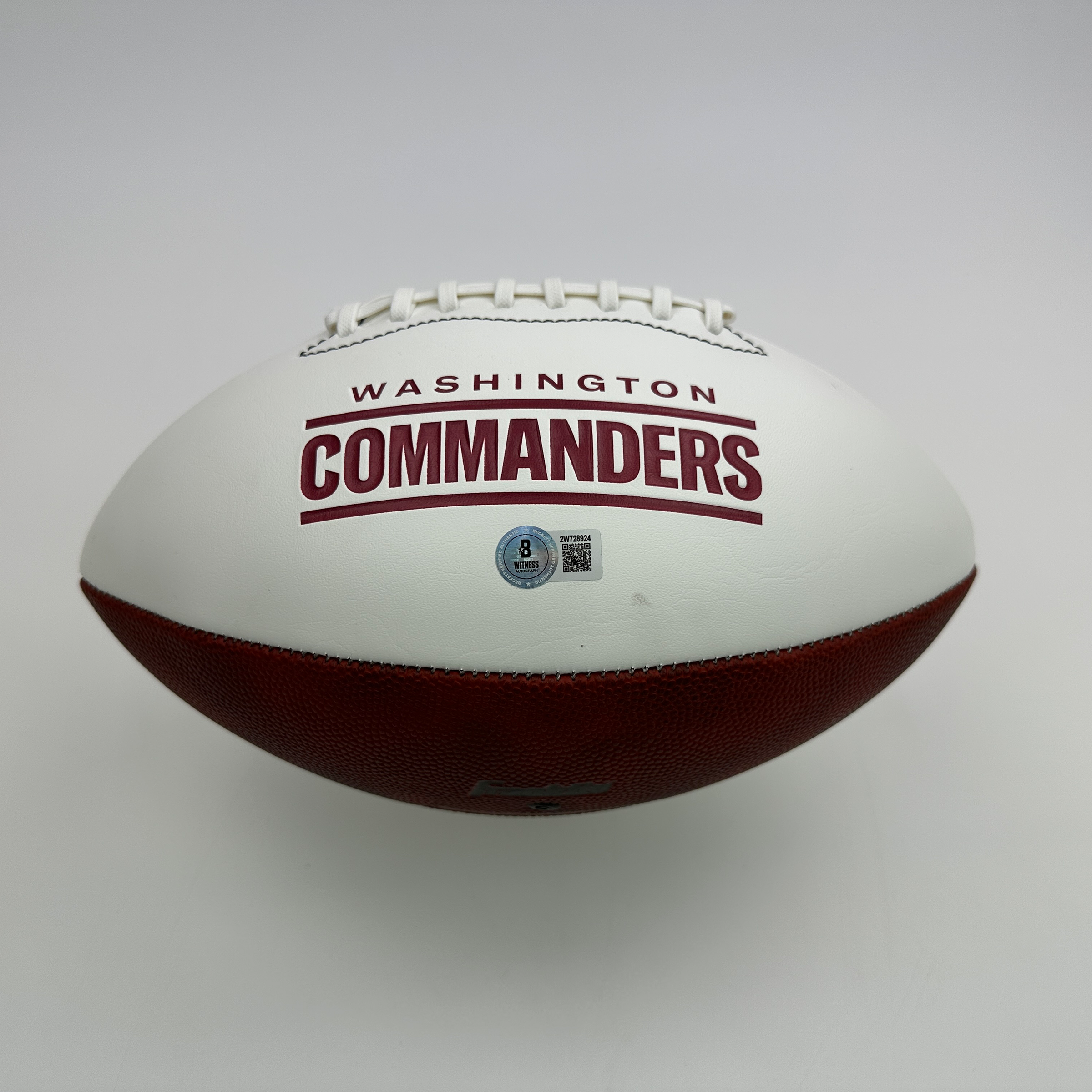 Autographed/Signed Joe Theismann 83 MVP Washington Commanders Full Size F/S White Panel Logo Football Beckett BAS COA