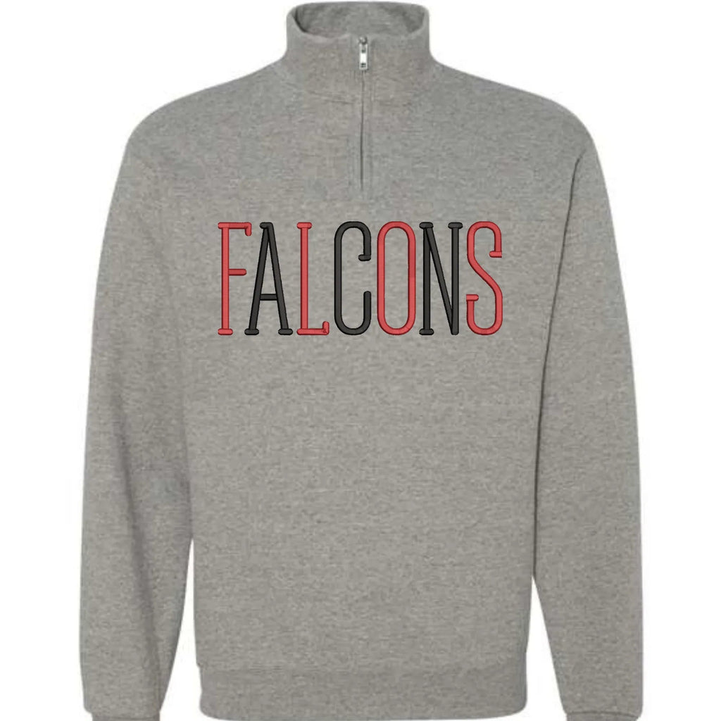 Custom Liberty Mascot or Title Embroidered Quarter Zip Unisex Fleece Pullover