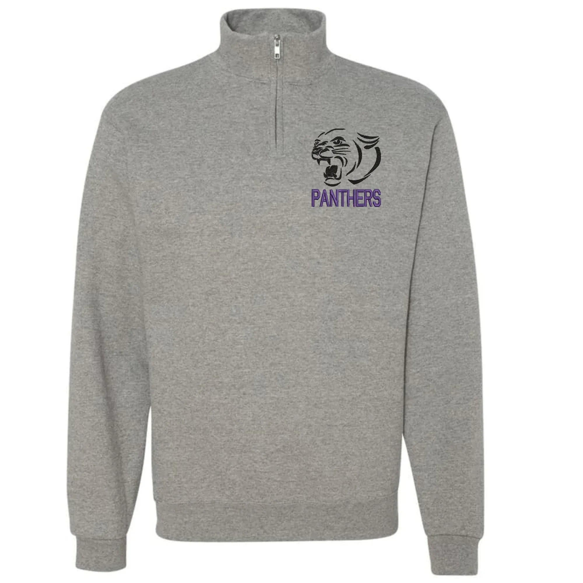 Panthers Purple Embroidered Quarter Zip Fleece Sweatshirt