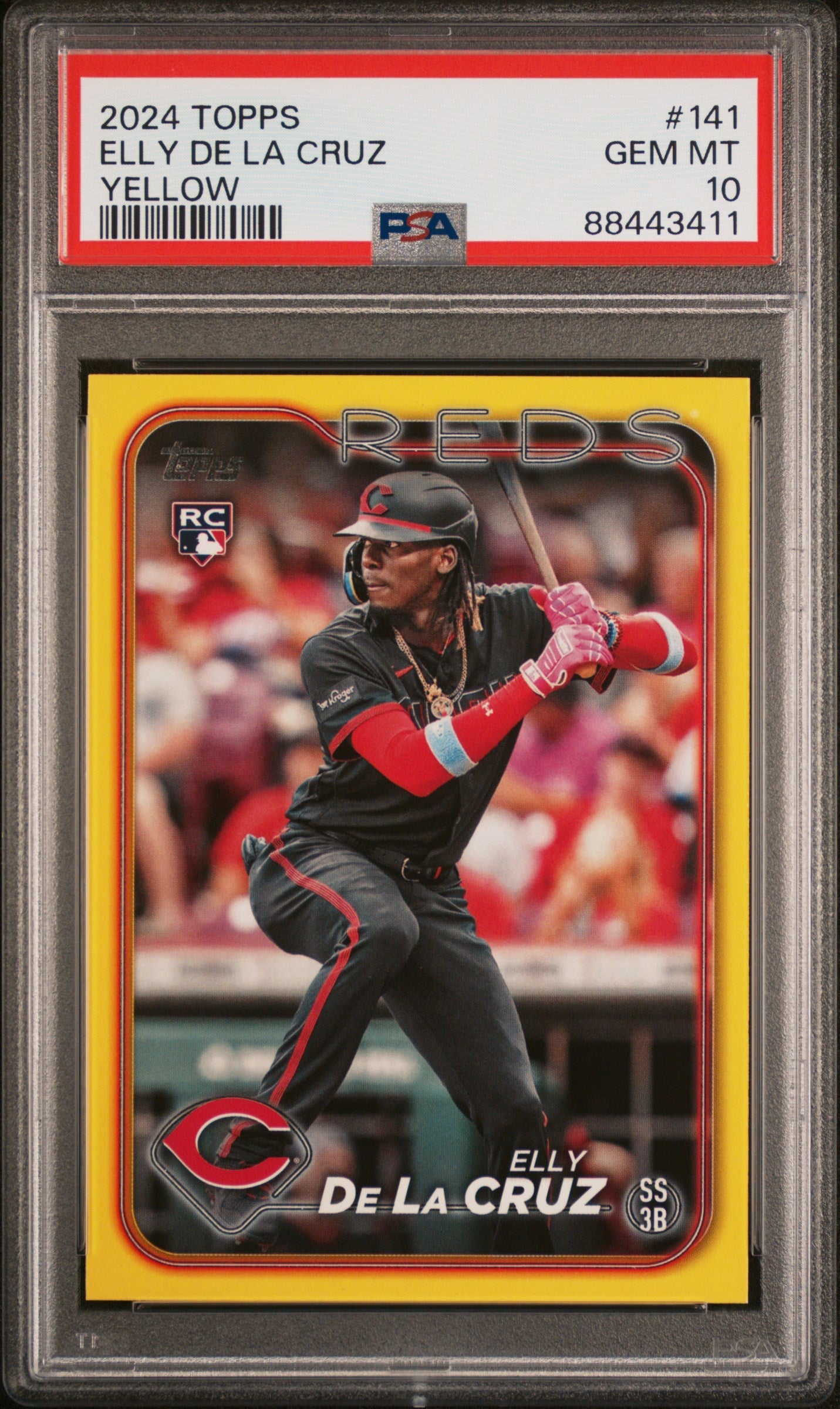 Graded 2024 Topps Elly De La Cruz #141 Yellow Rookie RC Baseball Card PSA 10 Gem Mint