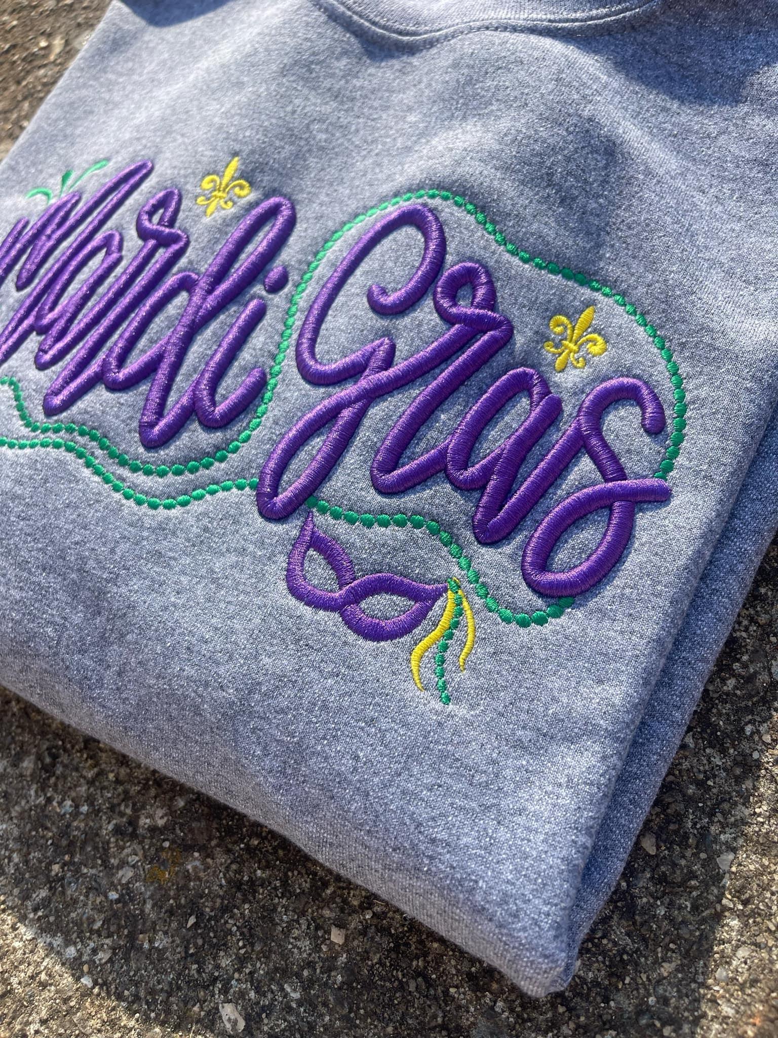 Mardi Gras 3D Puff Embroidered Shirt