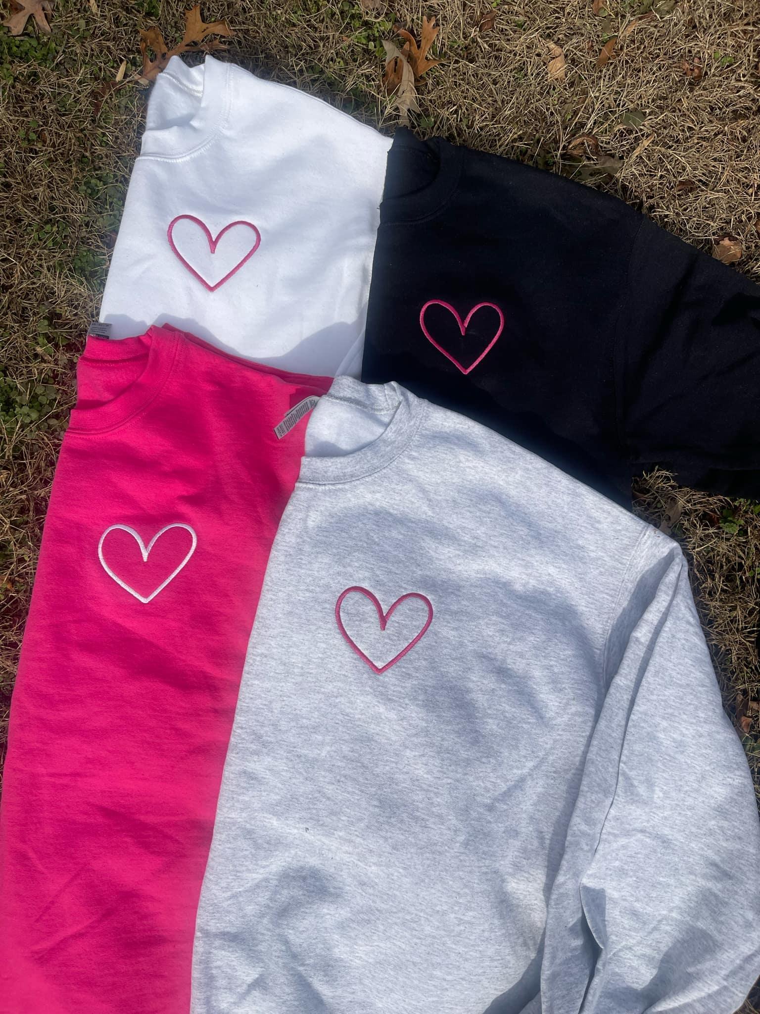 Heart Left Chest Embroidered Sweatshirt- Youth - QUICK SHIP
