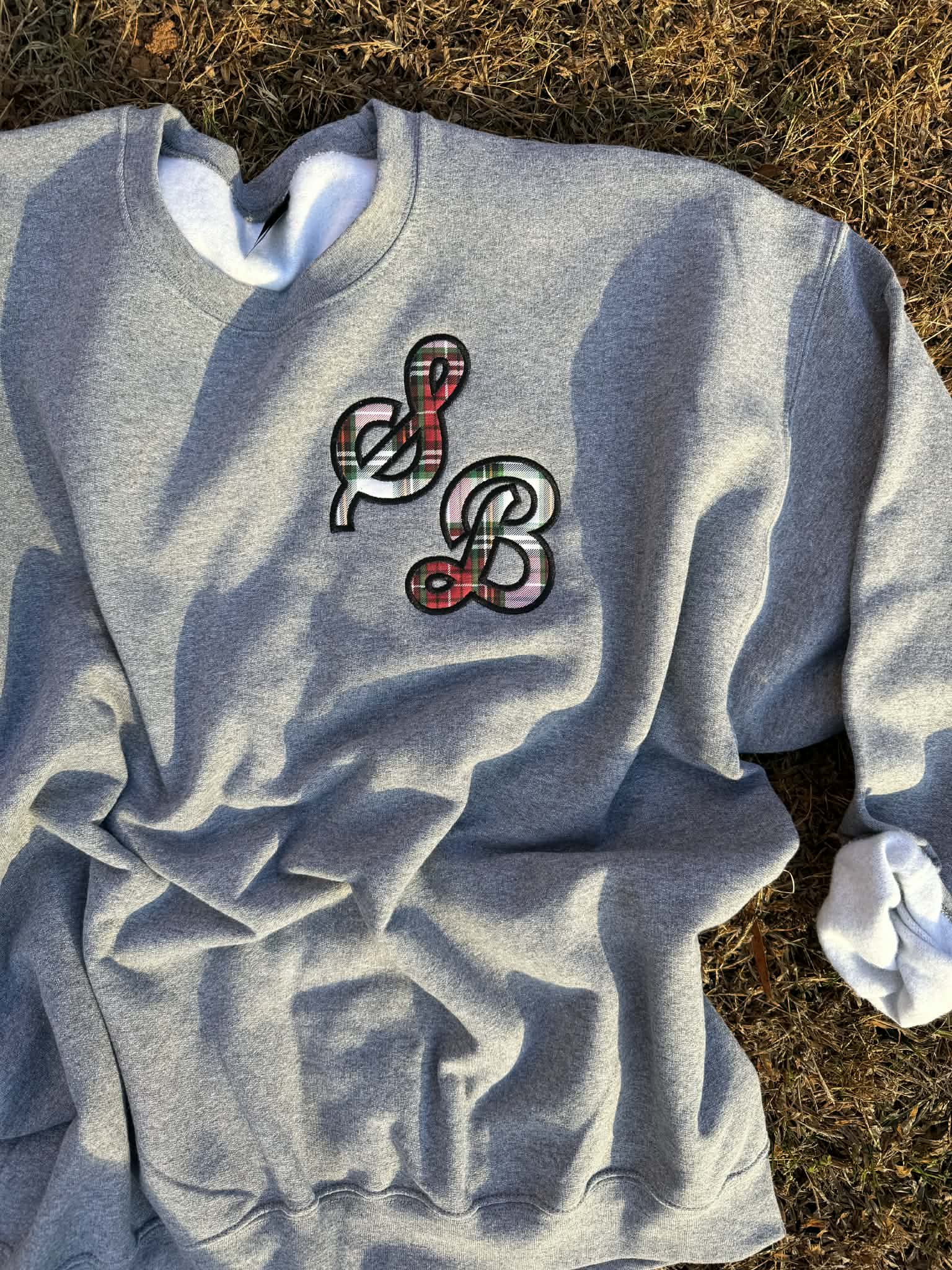 Sporty Script Monogram Applique Embroidered Sweatshirt