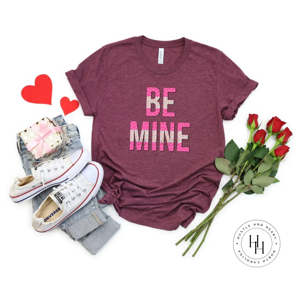 Be Mine Hot Pink and Hearts Split Graphic Tee