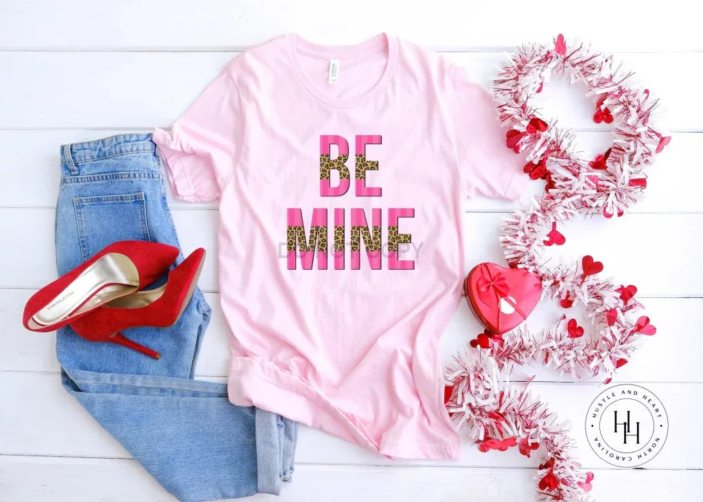 Be Mine Hot Pink and Leopard Split Graphic Tee