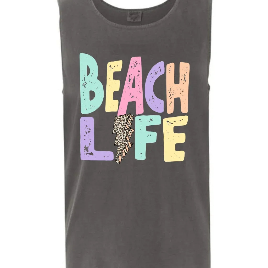 Beach Life Comfort Color Tank Graphic Tee