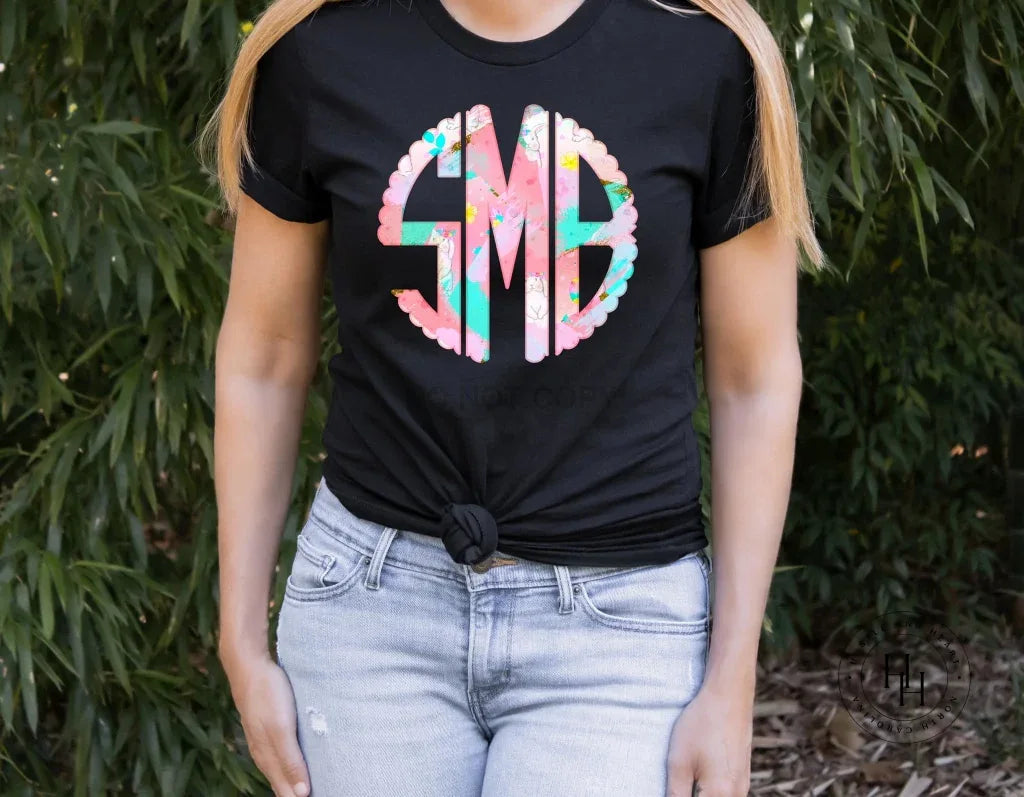 Bright Spring Swirl Monogram Graphic Tee