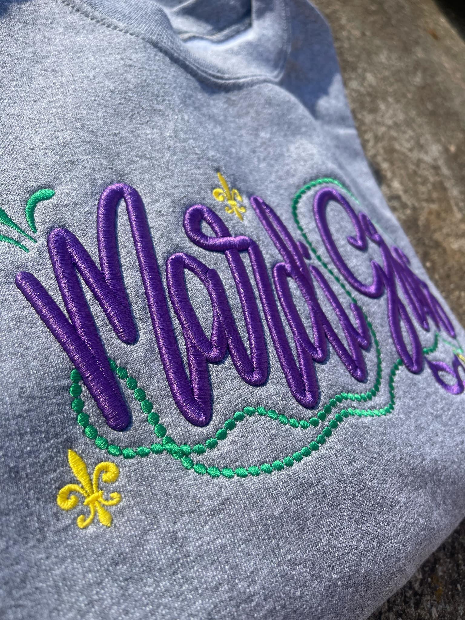 Mardi Gras 3D Puff Embroidered Shirt