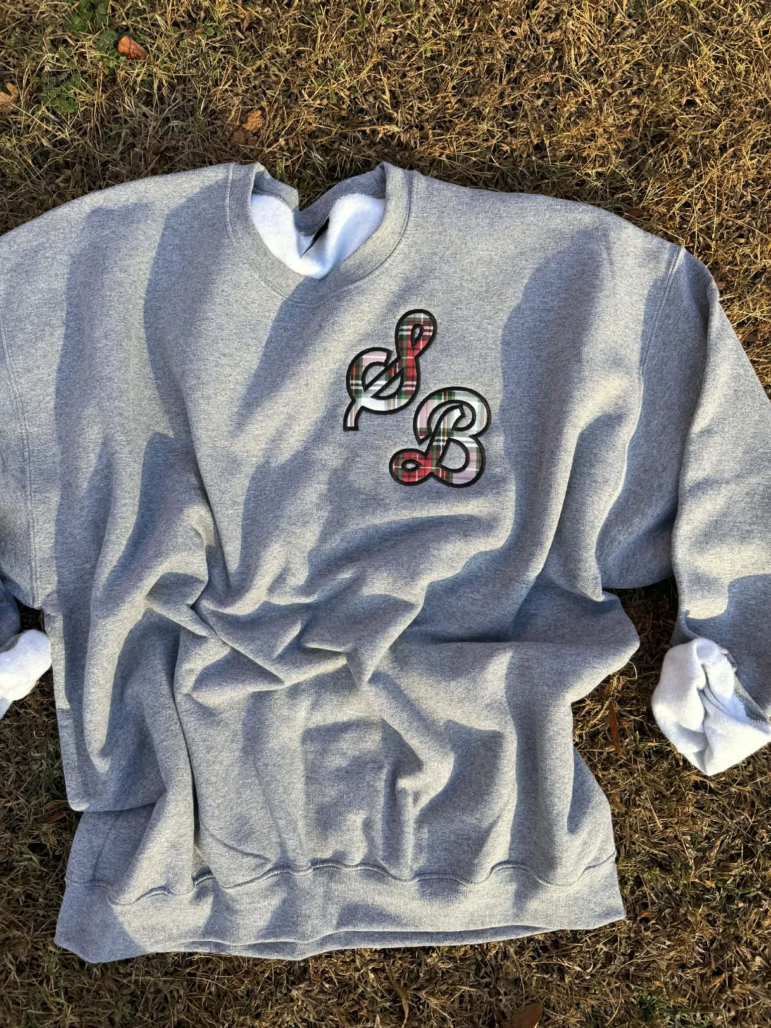 Sporty Script Monogram Applique Embroidered Sweatshirt