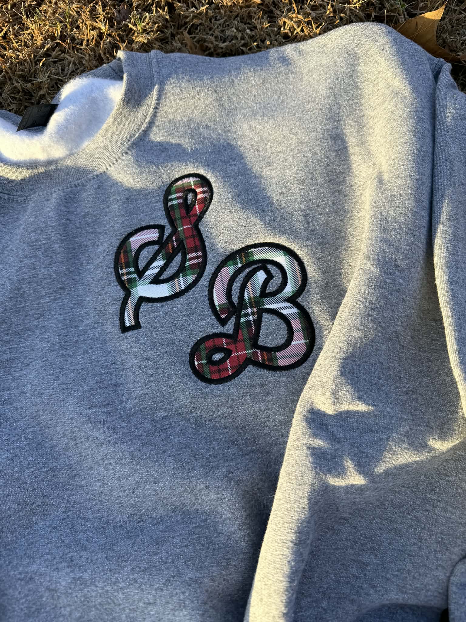 Sporty Script Monogram Applique Embroidered Sweatshirt