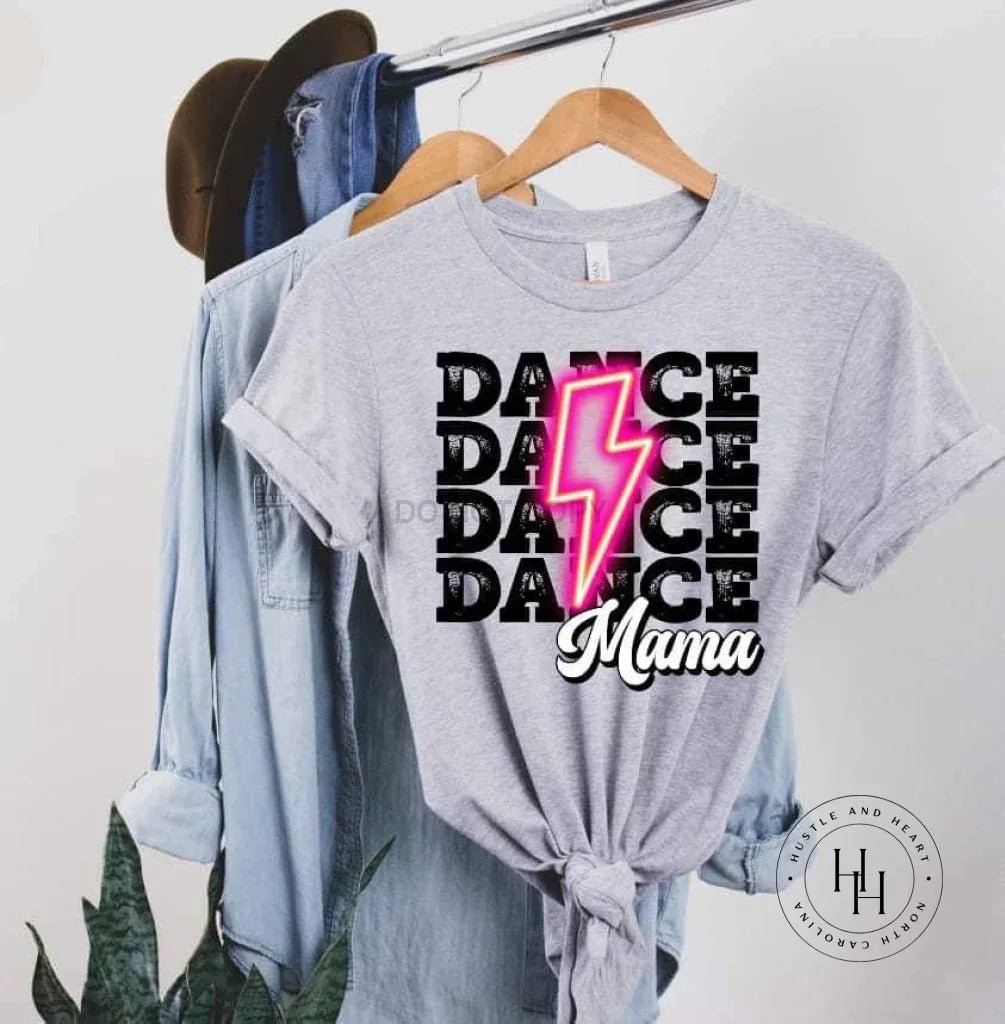 Dance Mama Pink Neon Lightning Bolt Graphic Tee