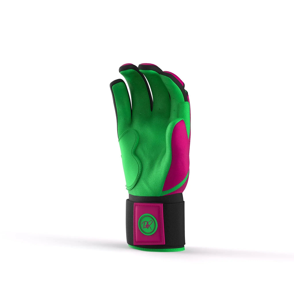 Drip & Rip™ 'Baller' Series Premium Leather Long Cuff Batting Glove Big Drip Energy