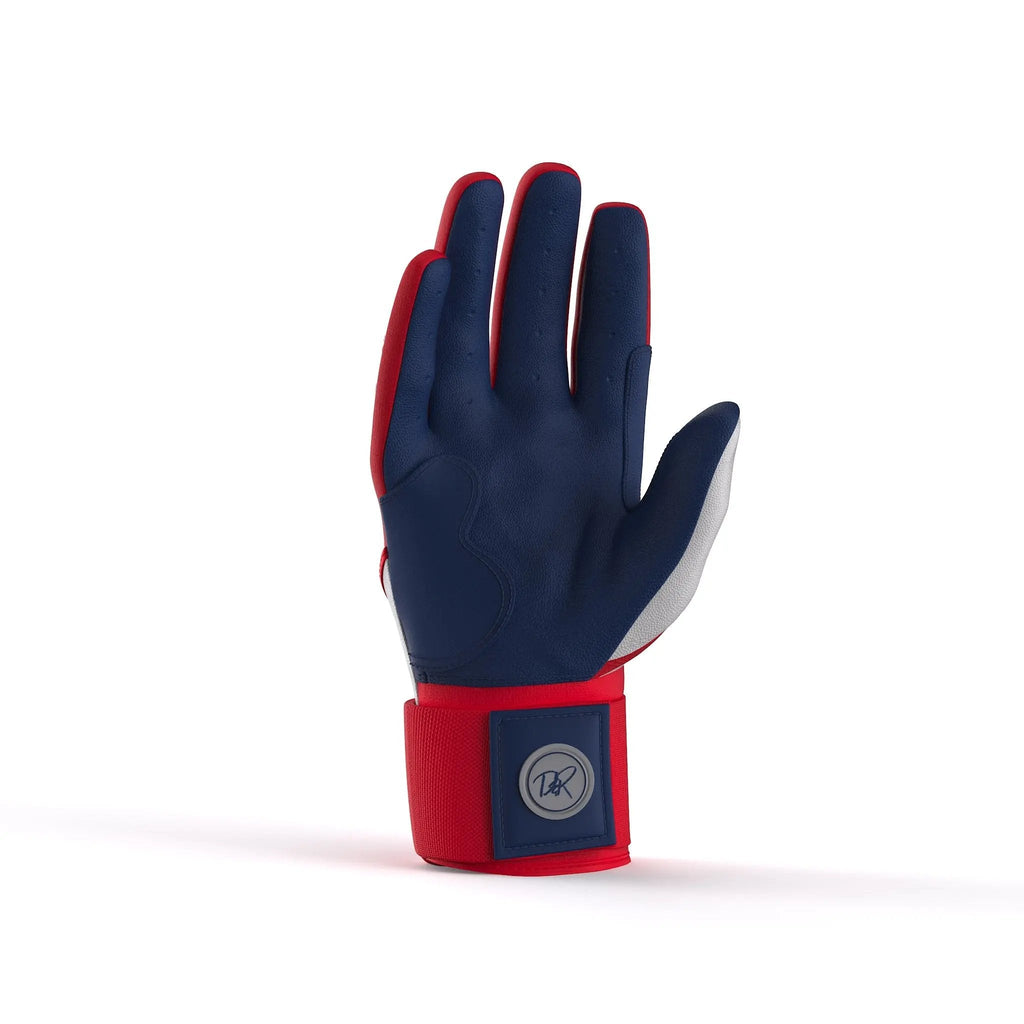 Drip & Rip™ "Baller" Series Premium Leather Long Cuff Batting Glove Flags