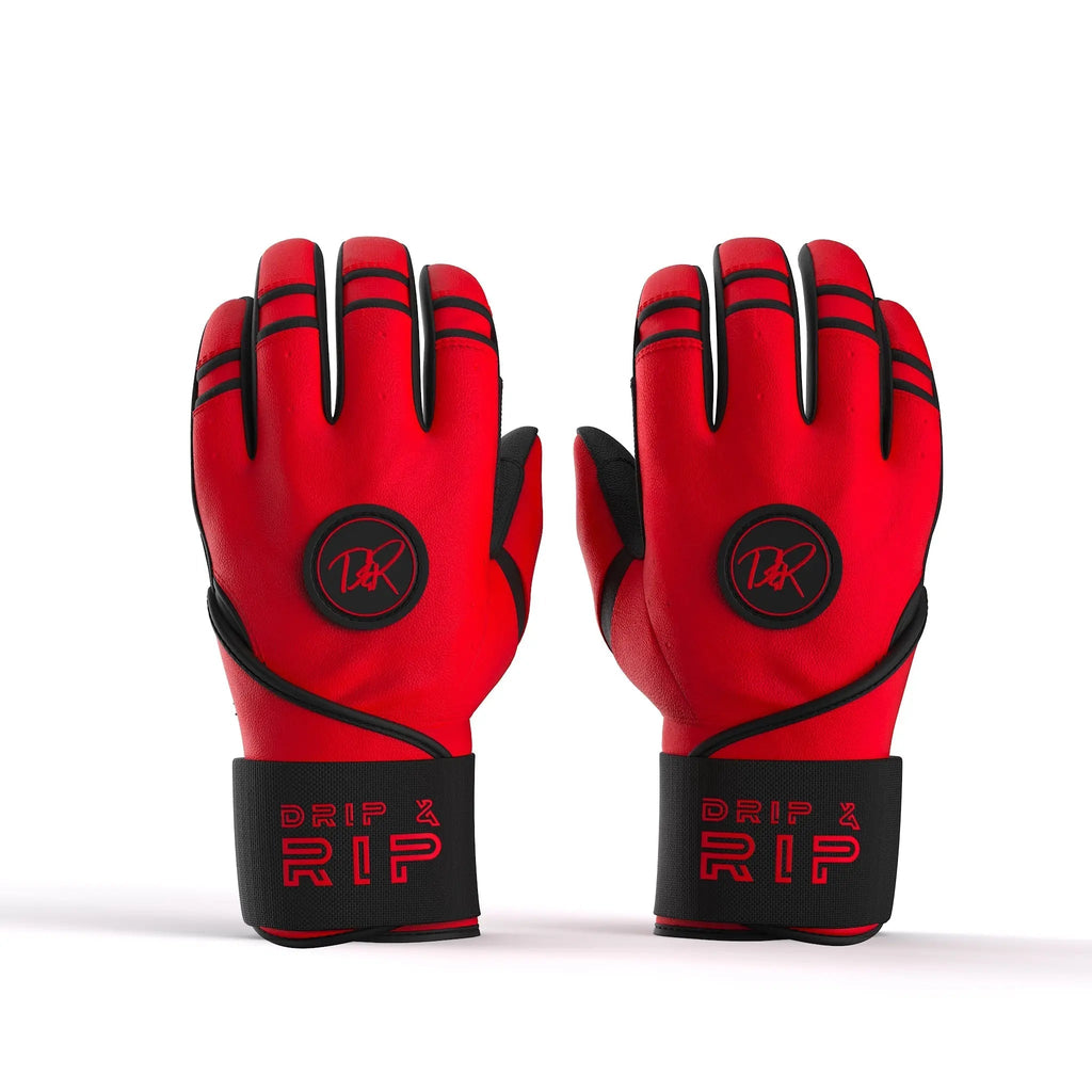 Drip & Rip™ 'Baller' Series Premium Leather Long Cuff Batting Glove Magma