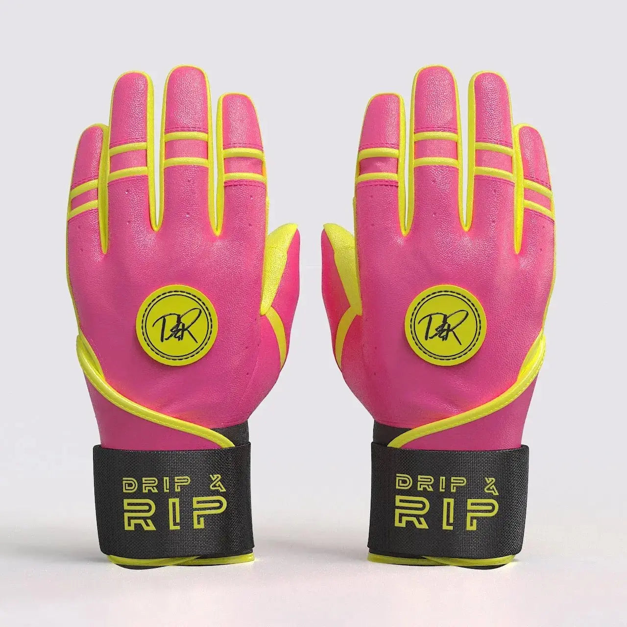 Drip & Rip™ 'Baller' Series Premium Leather Long Cuff Batting Glove Pink Lemonade