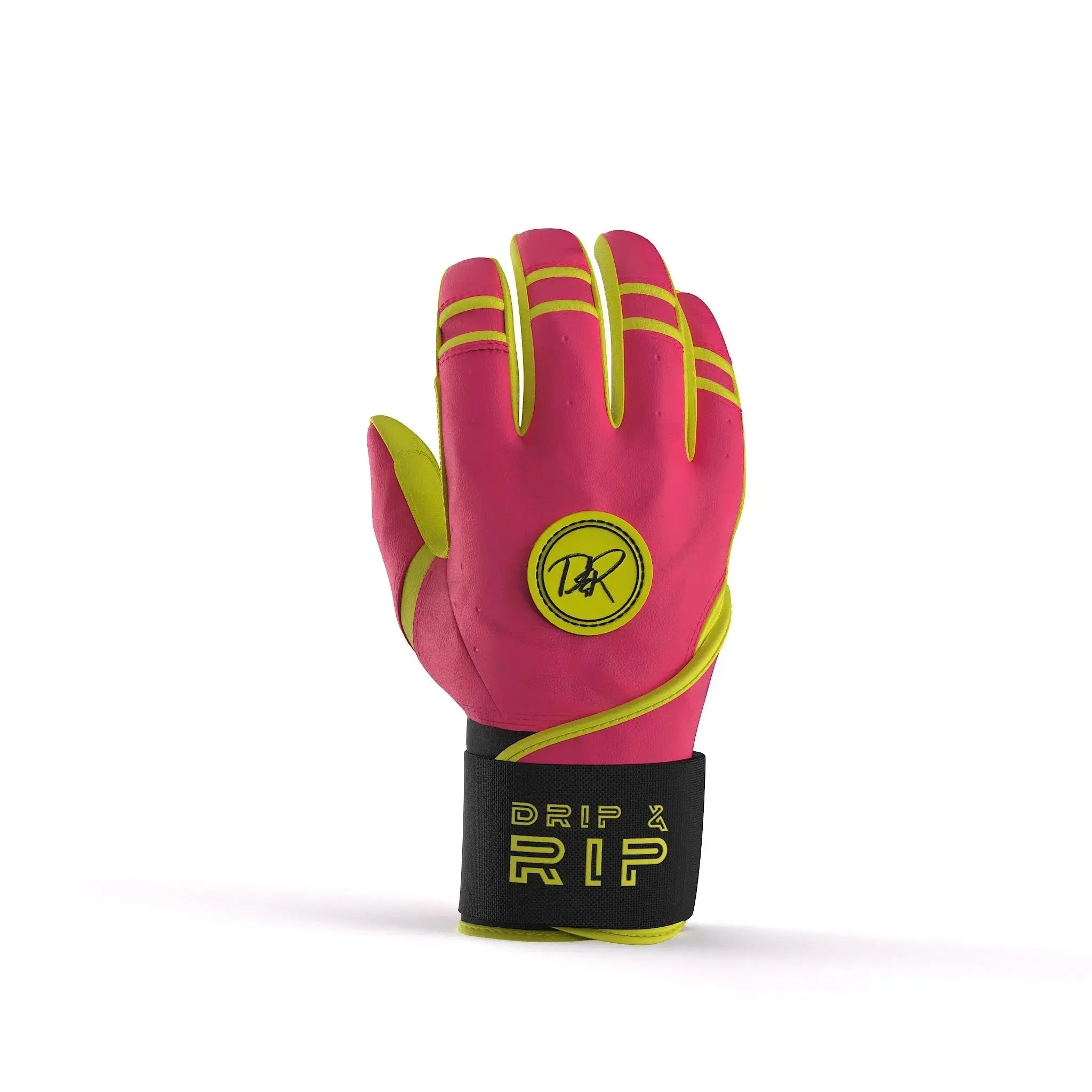 Drip & Rip™ 'Baller' Series Premium Leather Long Cuff Batting Glove Pink Lemonade