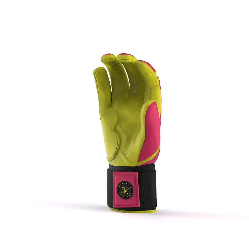 Drip & Rip™ 'Baller' Series Premium Leather Long Cuff Batting Glove Pink Lemonade