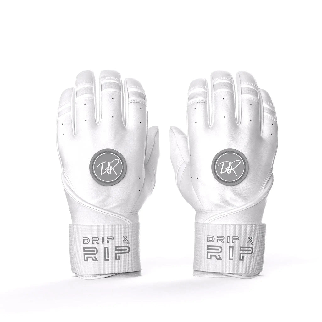 Drip & Rip™ "Baller" Series Premium Leather Long Cuff Batting Gloves Specter
