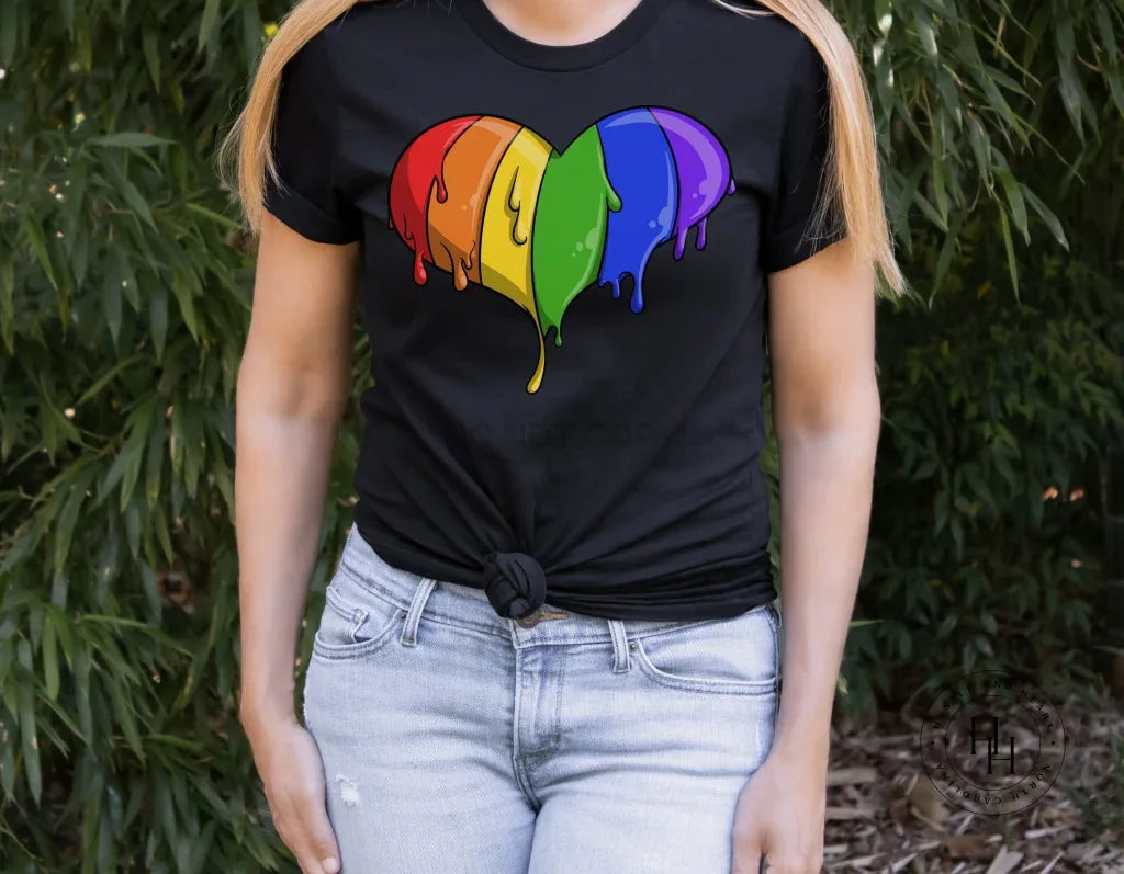Dripping Rainbow Heart Graphic Tee