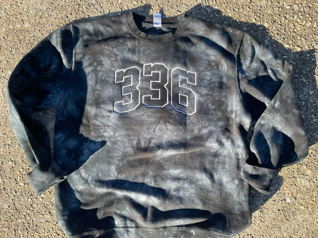 Custom Mascot | Area Code Varsity Outline Embroidered Tie-Dyed Sweatshirt