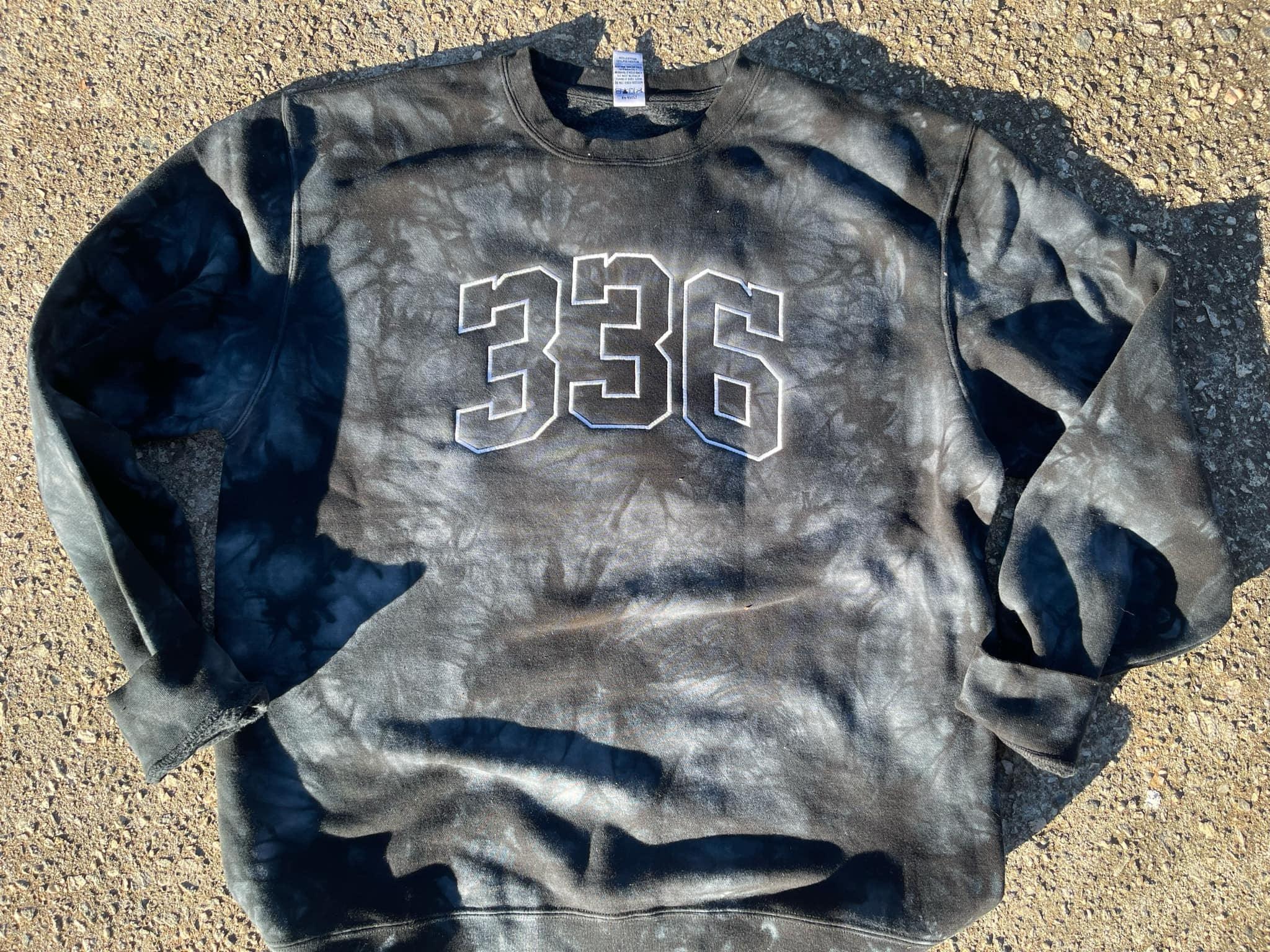 Custom Mascot | Area Code Varsity Outline Embroidered Tie-Dyed Sweatshirt