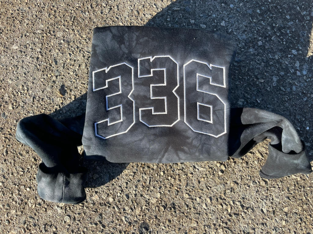 Custom Mascot | Area Code Varsity Outline Embroidered Tie-Dyed Sweatshirt