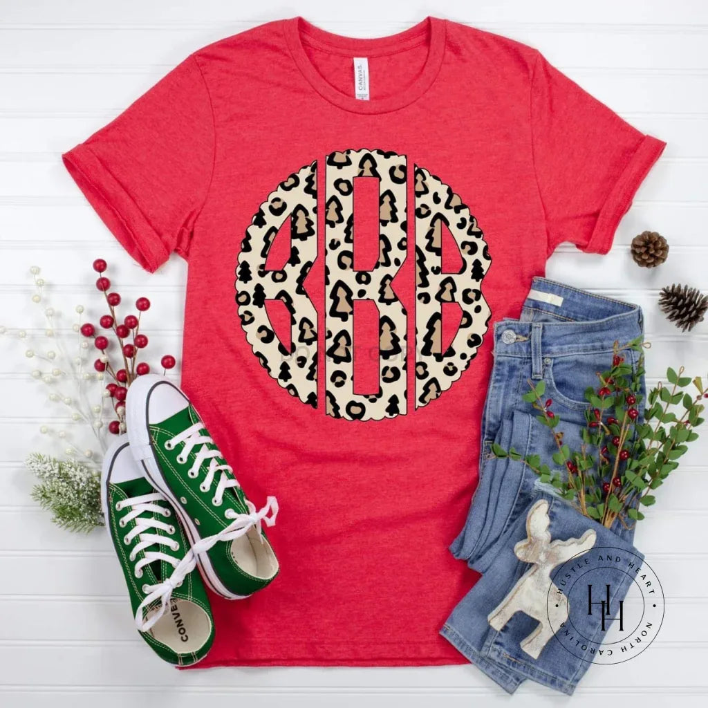 Evergreen Tree Leopard Monogram Graphic Tee