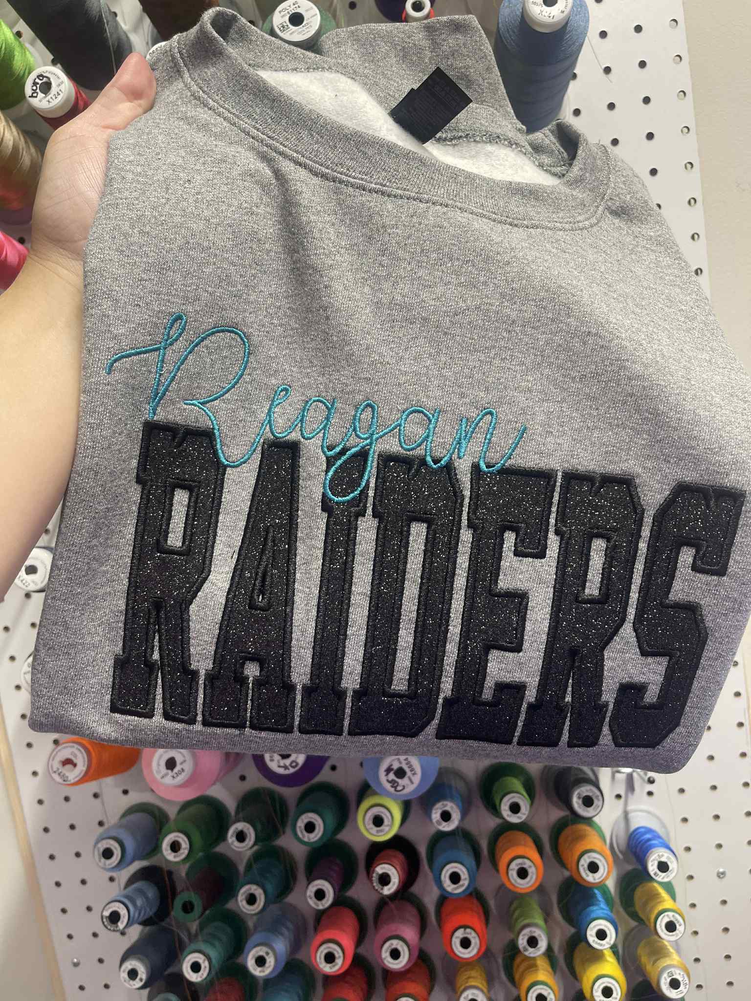 Custom School Spirit Mascot Better Together Glitter Applique Embroidered Sweatshirt