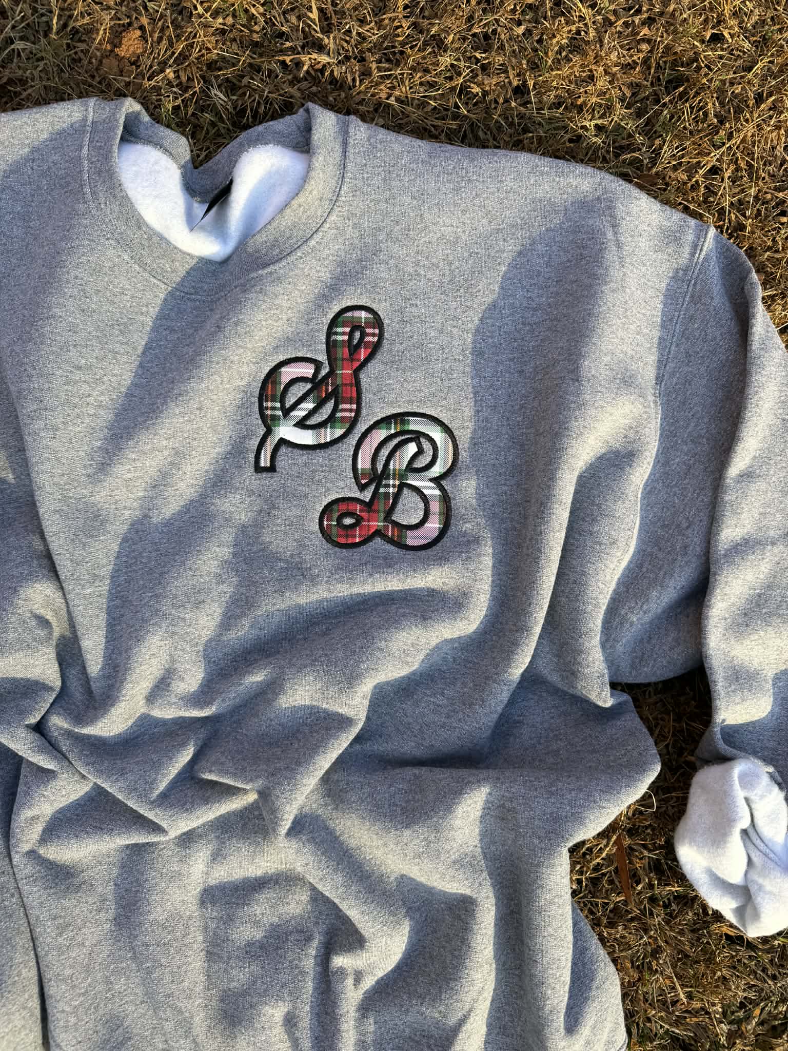 Sporty Script Monogram Applique Embroidered Sweatshirt