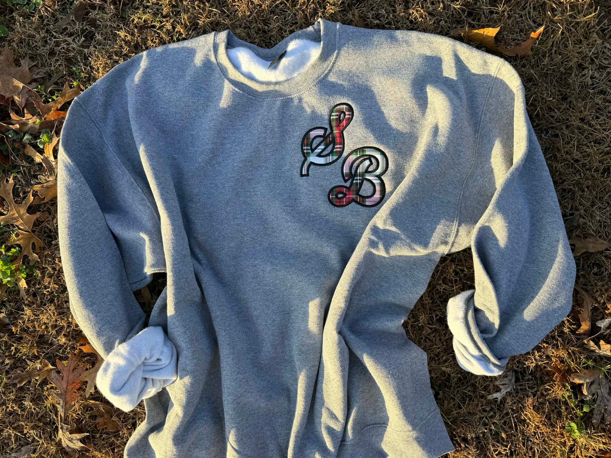 Sporty Script Monogram Applique Embroidered Sweatshirt