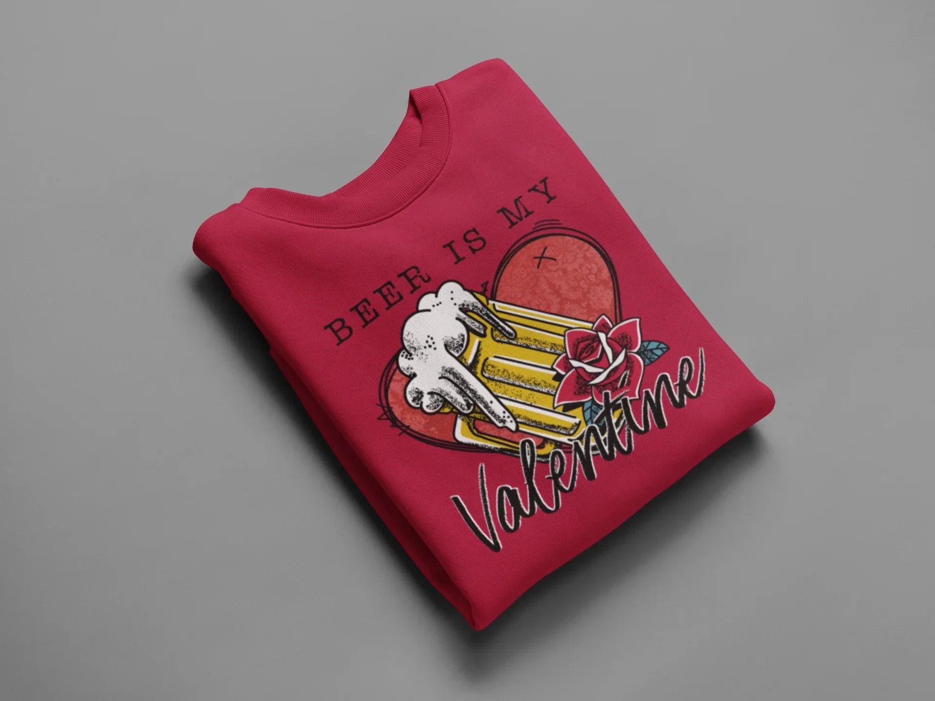 Beer is my Valentine Flash Art Tattoo Style Valentine's Day Graphic Tee