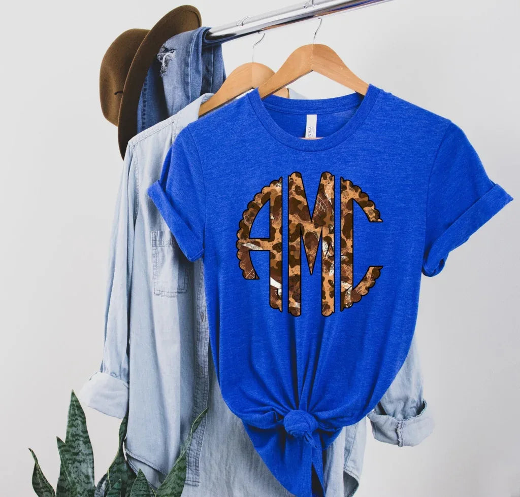 Football Leopard Monogram Graphic Tee