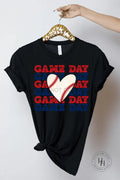 Game Day Baseball Heart Graphic Tee