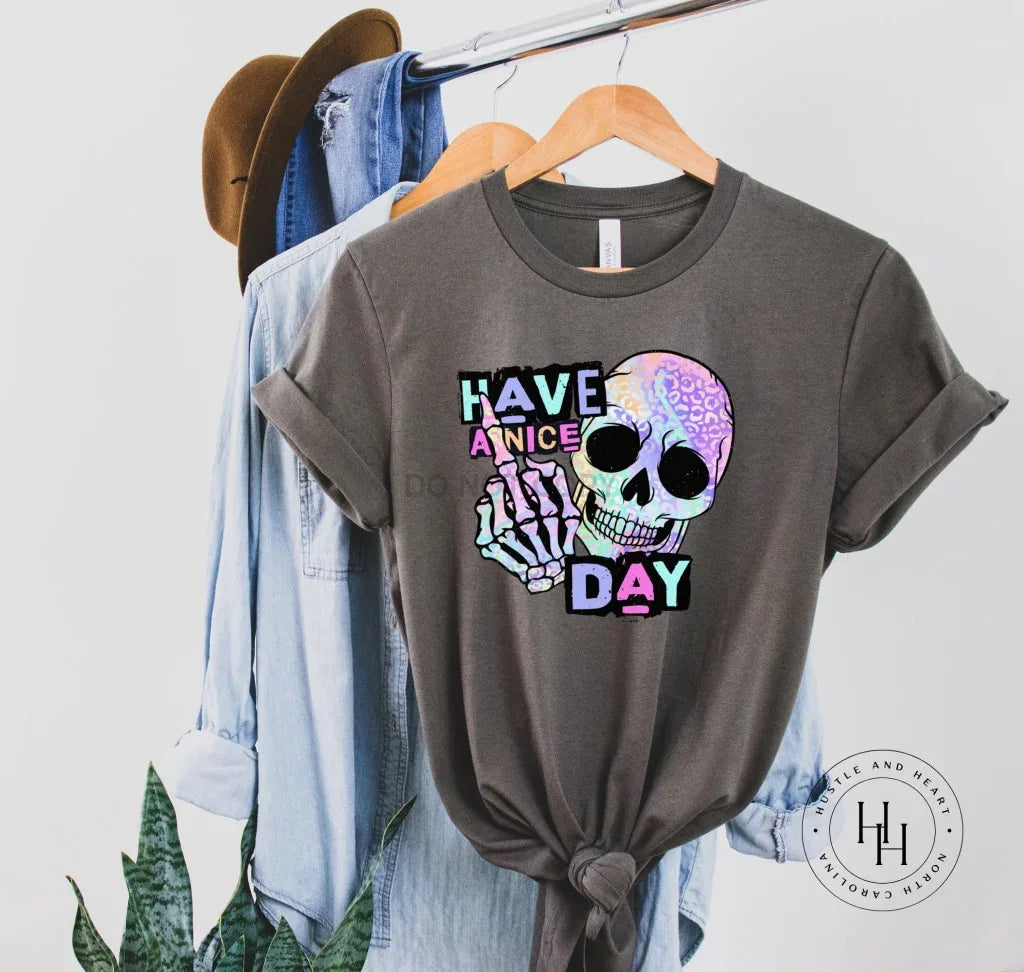Have A Nice Day Neon Skull Graphic Tee