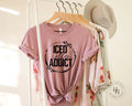 Iced Coffee Addict Leopard Lightning Bolt Wreath Graphic Tee