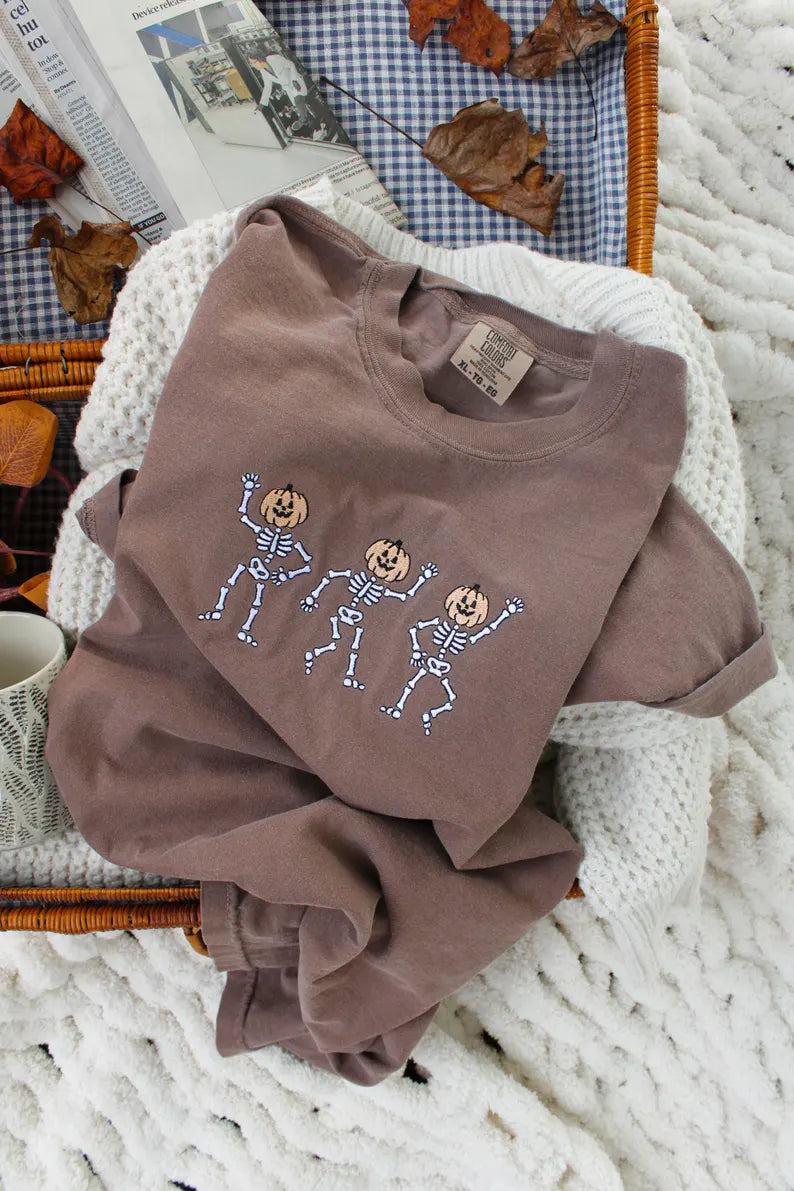 Dancing Pumpkin Embroidered Sweatshirt